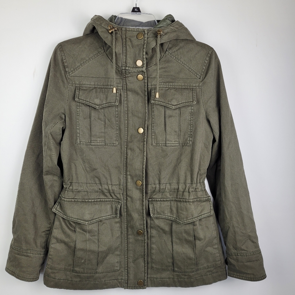 LUCKY BRAND Jacket Coat Green Utility Size  S Military Hood Fully Lined